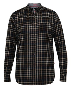 D555 Destin Langarmhemd mit Karomuster Schwarz Hellbraun